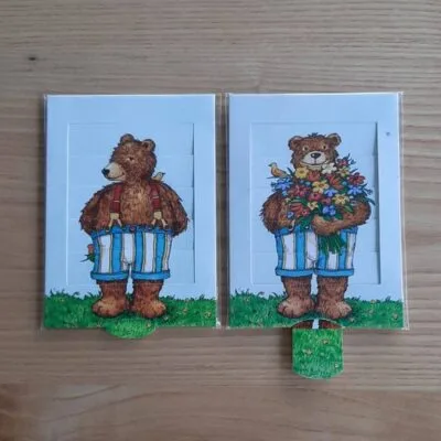 schuifkaart beer bloemen