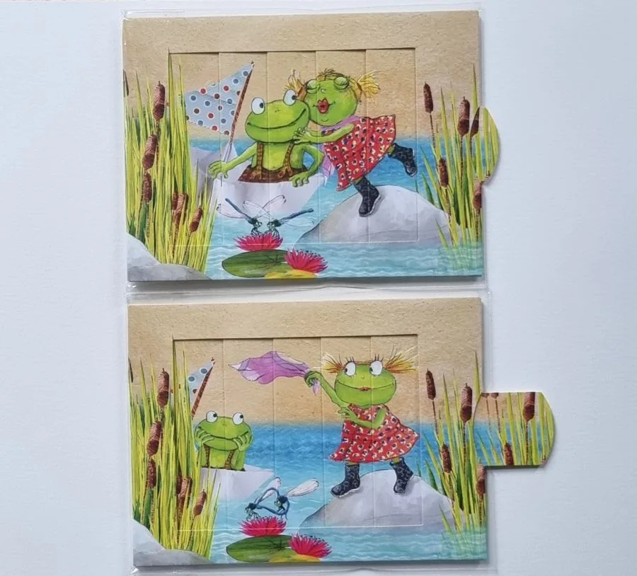 schuifkaart kikker op reis